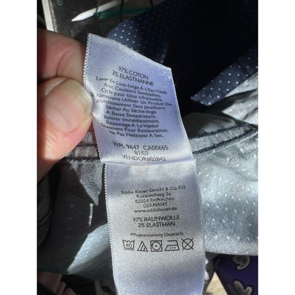 Womens T2XL EDDIE BAUER Blue White Polka Dot Button Down Long Sleeve Dress Shirt - Picture 5 of 6